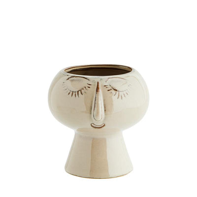 MADAM STOLTZ - Face flower pot - Zen inspired design - Beige - Small