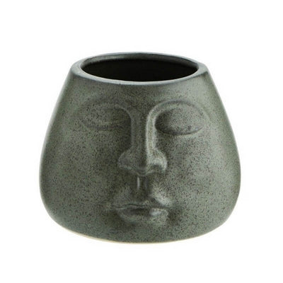Green flower pot with face imprint - Small