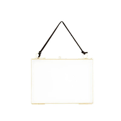 Large hanging photo frame - Brass and leather