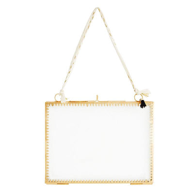 MADAM STOLTZ - Hanging photo frame in golden brass - Horizontal