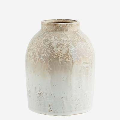 Stoneware vase - Honey and white