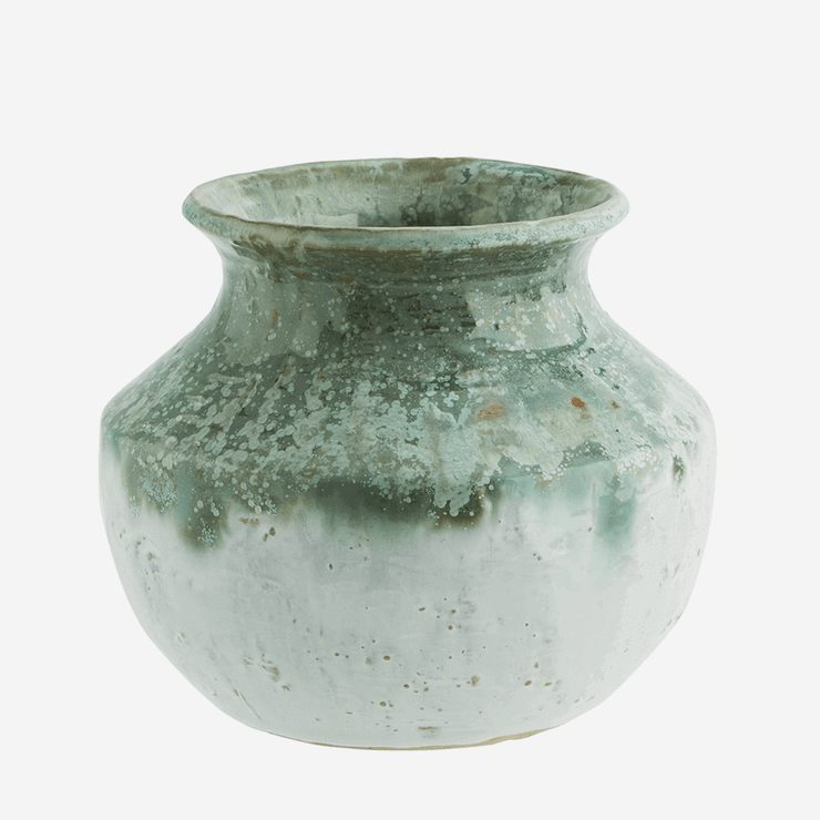 Stoneware vase - Green and white