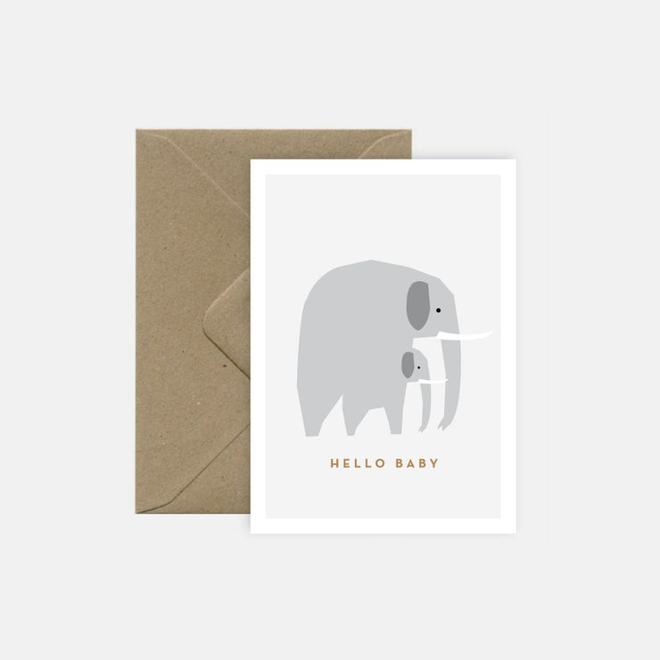 Birth card - "Hello baby" elephant