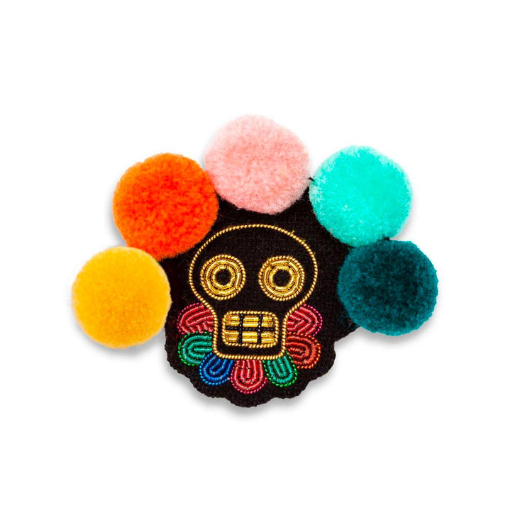 Embroidered brooch - Muerte pompoms