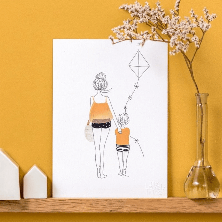MY LOVELY THING - Stroll and kite poster - Poetic illustration