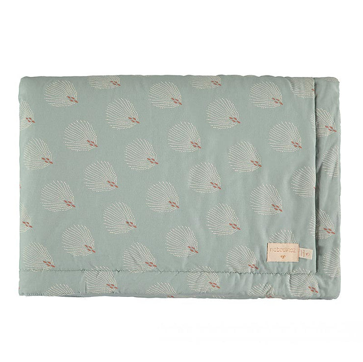 NOBODINOZ - Laponia baby blanket - White gatsby / Antique Green- Organic cotton