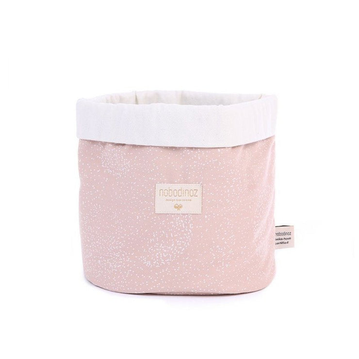 NOBODINOZ - Panda storage basket - White Bubble / Misty Pink