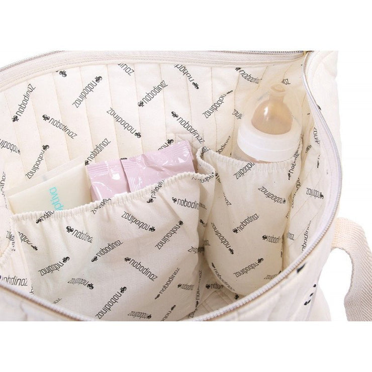 NOBODINOZ - Paris diaper bag - White bubble / Aqua - Inside