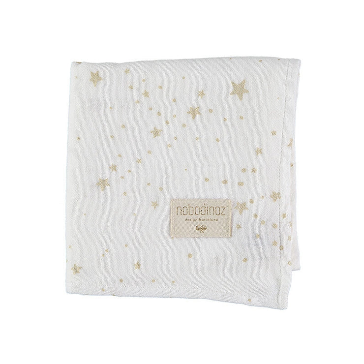 NOBODINOZ - Organic cotton swaddle - Gold Stella / White - Folded