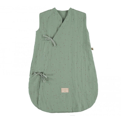 NOBODINOZ - Dreamy sleeping bag - Toffee Sweet Dots / Eden Green - Organic cotton