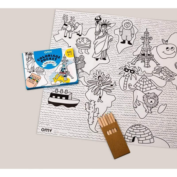 OMY DESIGN & PLAY - Pocket colouring sheet - Atlas - Scene