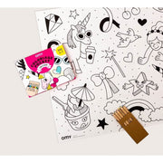 OMY DESIGN & PLAY - Pocket colouring sheet - Unicorns - Scene