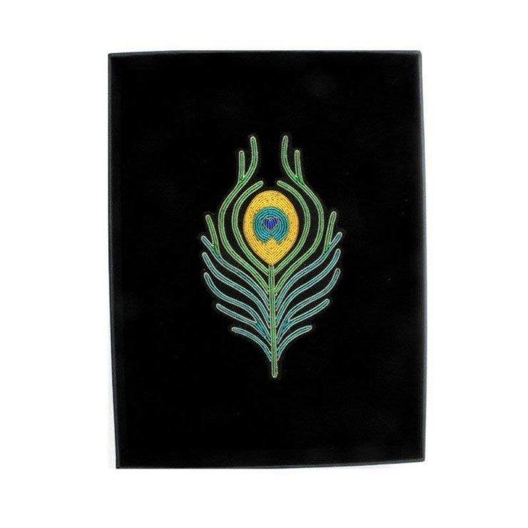 MACON & LESQUOY - Hand embroidered brooch - Peacock feather - Box