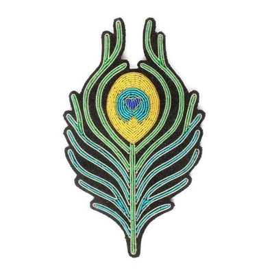 MACON & LESQUOY - Hand embroidered brooch - Peacock feather