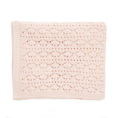 ROSE IN APRIL - Crochet knitted baby blanket - Light pink