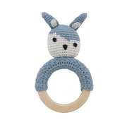 Light blue rabbit baby rattle