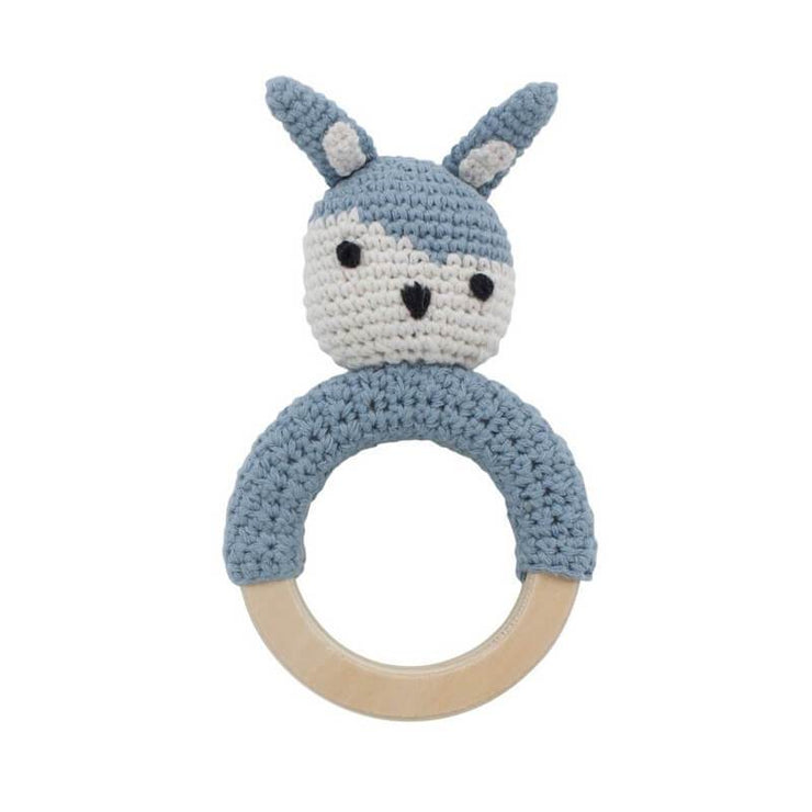 Light blue rabbit baby rattle