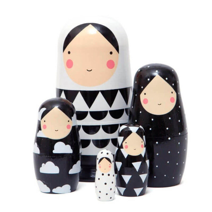 SKETCH INC - Black and white nesting dolls - Original room decoration