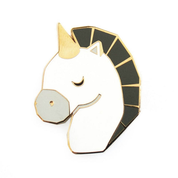 SKETCH INC - Black and white unicorn metal brooch