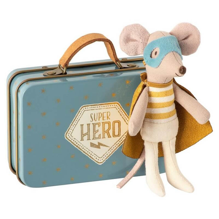 MAILEG - Super hero mouse doll in a suitcase