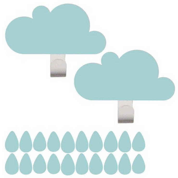 TRESXICS - Soft blue cloud hooks and rain stickers - Kids room