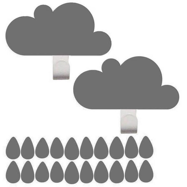 TRESXICS - Grey cloud hooks and rain stickers - Kids room
