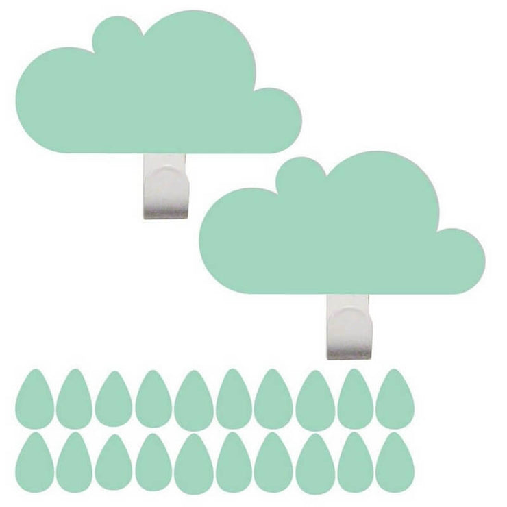 TRESXICS - Mint cloud hooks and rain stickers - Kids room