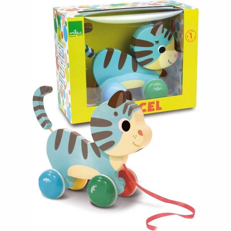 VILAC - Marcel the cat pull along toy - FRENCH BLOSSOM